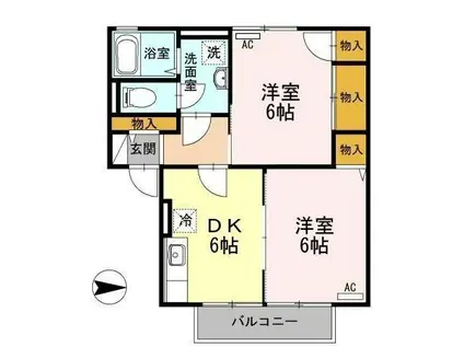 フォルトナ(2DK/2階)の間取り写真