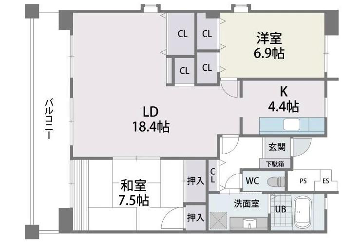 L-PLACE KAIZUKA(2LDK/3階)の間取り写真