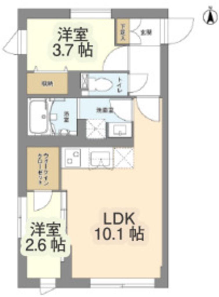 ウェルスクエア中野坂上II(2LDK/4階)の間取り写真