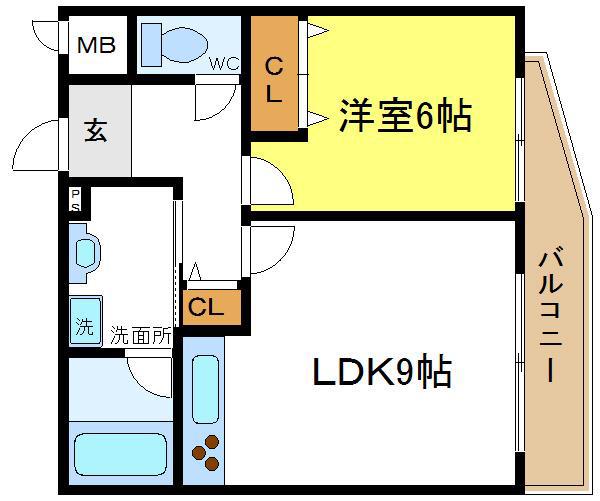 アイキューブ平野(1LDK/2階)の間取り写真