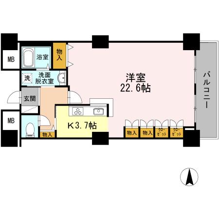 品川シーサイドビュータワーII(1K/28階)の間取り写真