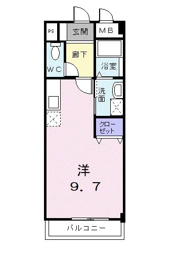 パークサイドパレス(ワンルーム/2階)の間取り写真