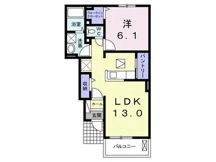 ブルゴーニュB(1LDK/1階)の間取り写真