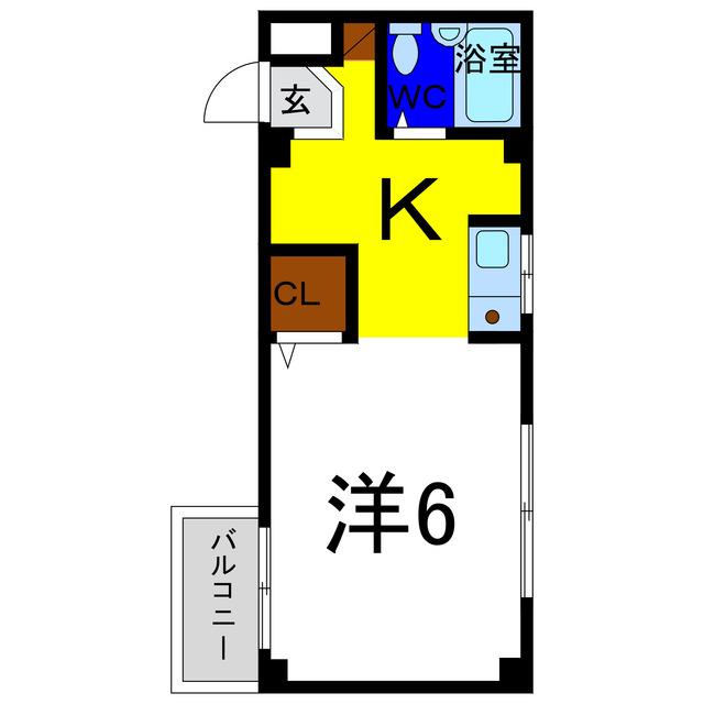 エスタシオン二軒屋(1K/1階)の間取り写真