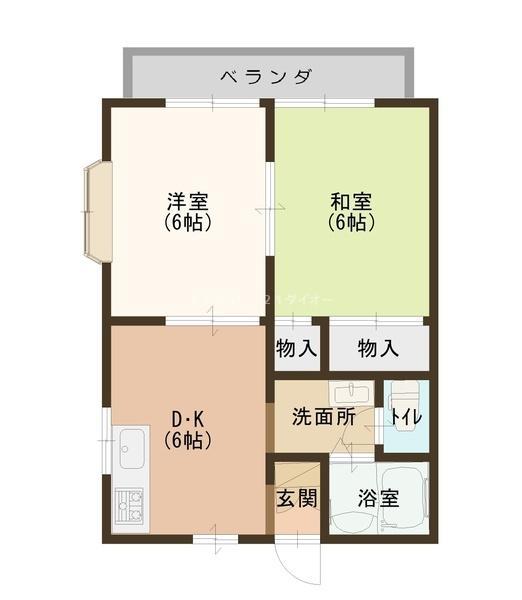カーサルーチェ(2DK/2階)の間取り写真