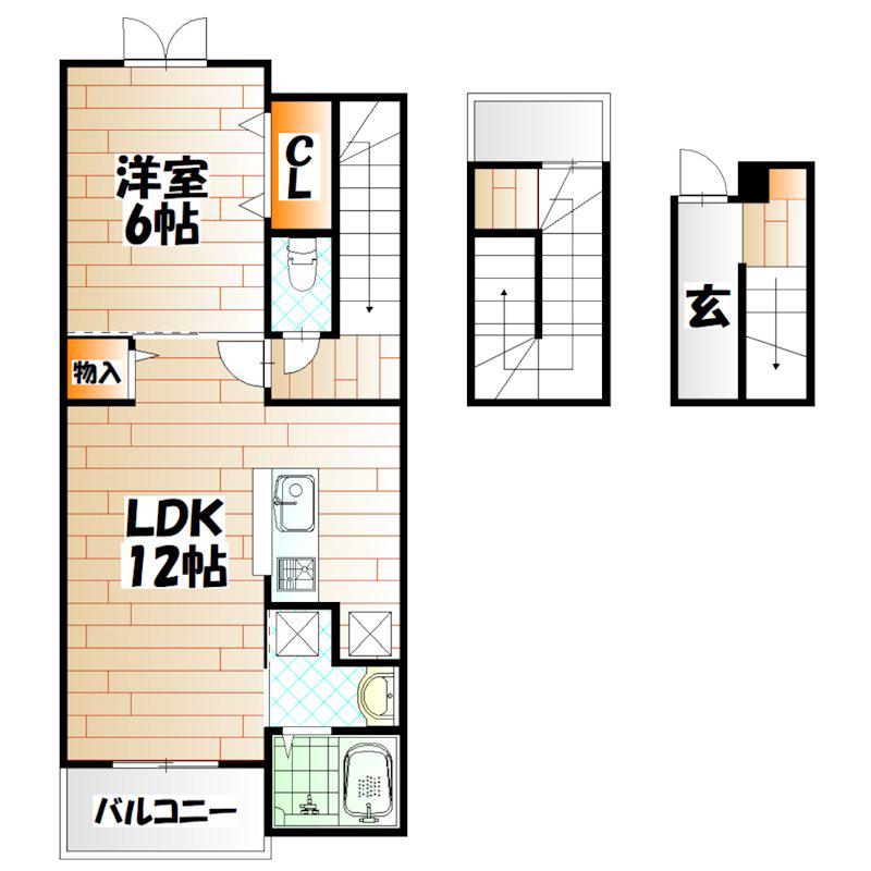 アンブラッセII(1LDK/3階)の間取り写真