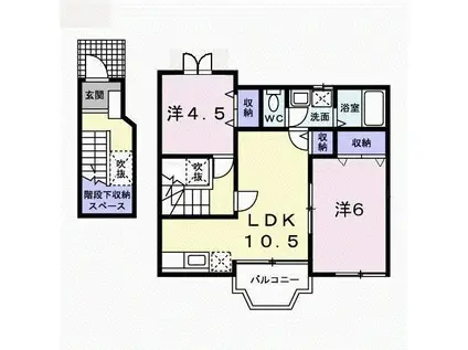 メゾンフジB(2LDK/2階)の間取り写真