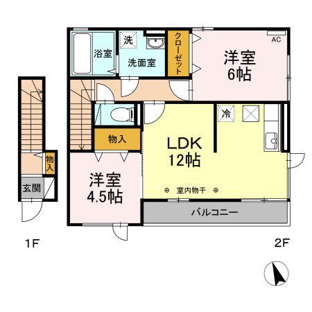 リビングコート(2LDK/2階)の間取り写真