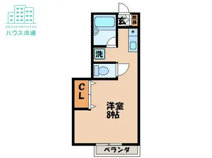 セレーネ(ワンルーム/2階)の間取り写真