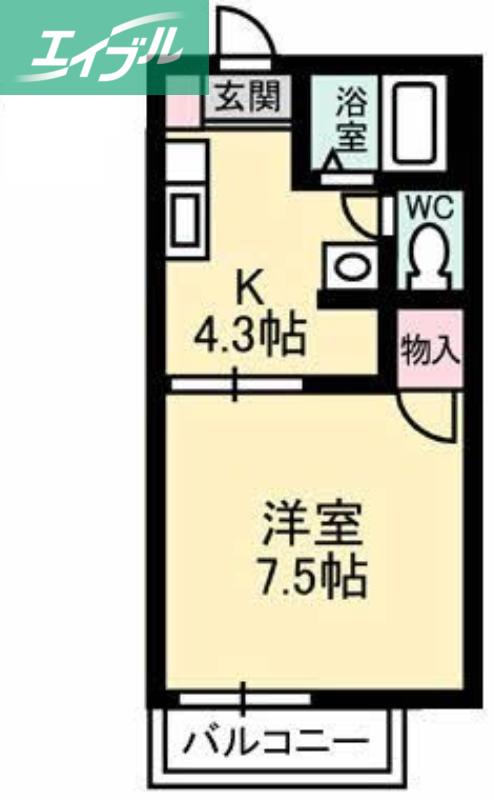 フレグランス野崎B(1K/2階)の間取り写真