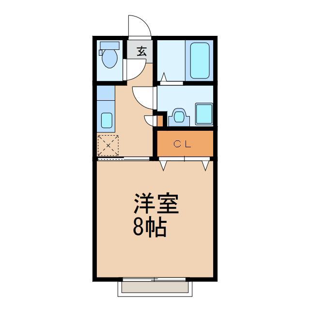 みどりヶ丘ハイツ(1K/2階)の間取り写真