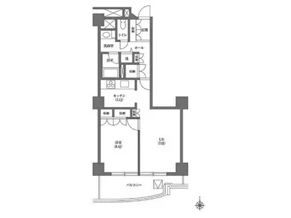 文京グリーンコートビュータワー本駒込(1LDK/8階)の間取り写真