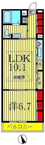 リブリ・白山ウエスト(1LDK/2階)の間取り写真