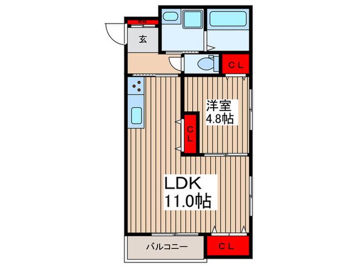  KIMA GRESO(1LDK/2階)の間取り写真