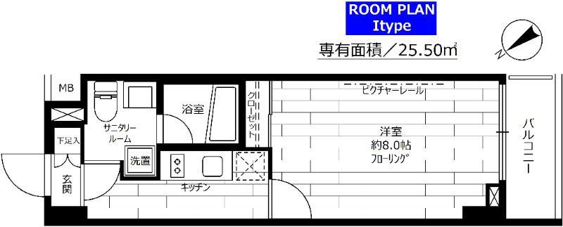 ステージグランデ茅場町(1K/7階)の間取り写真