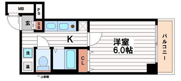 フィレンツェ船場南(1K/1階)の間取り写真