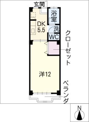 たちばなハイツ(1DK/2階)の間取り写真