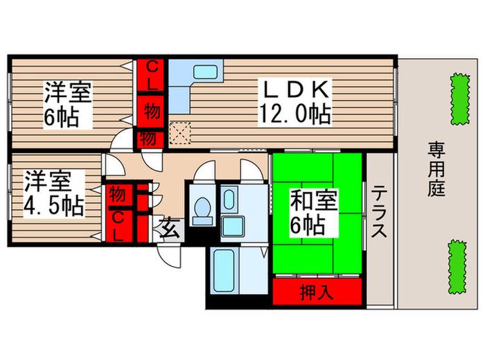 INOVE松戸六高台(3LDK/1階)の間取り写真
