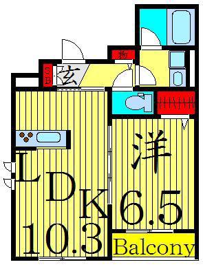 HIKARI イースト(1LDK/1階)の間取り写真