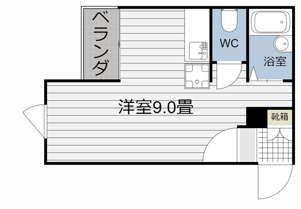 タートル楓(ワンルーム/1階)の間取り写真