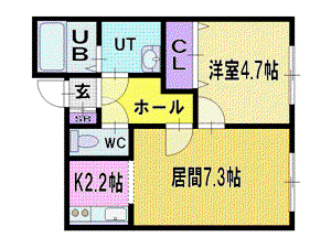 清田レモンハイツI(1LDK/3階)の間取り写真