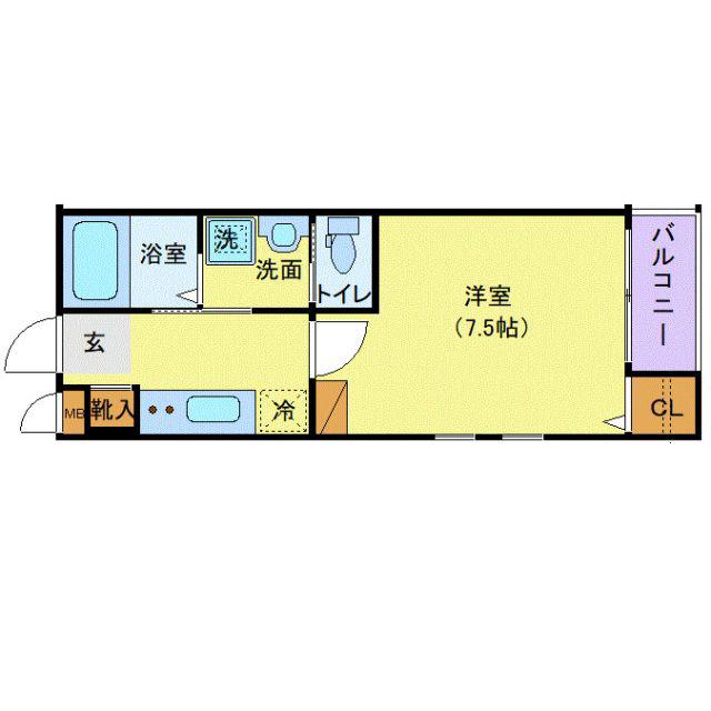 アリュール薬師堂駅前(1K/2階)の間取り写真