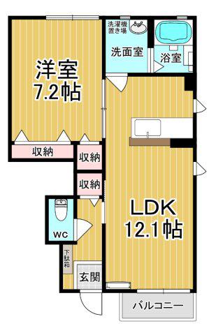 ラ・フォルトゥーナB棟(1LDK/1階)の間取り写真