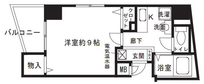 AVER新野田(1K/9階)の間取り写真