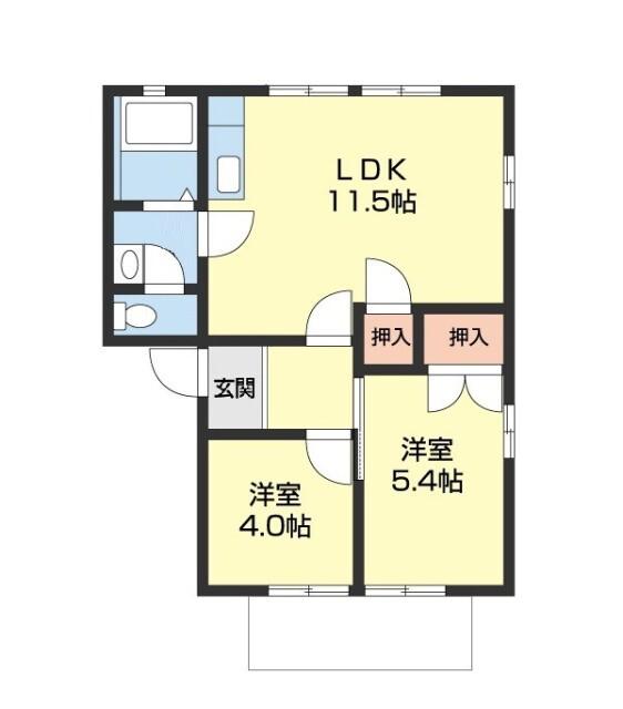 ラ・サルデーヌ(2LDK/2階)の間取り写真