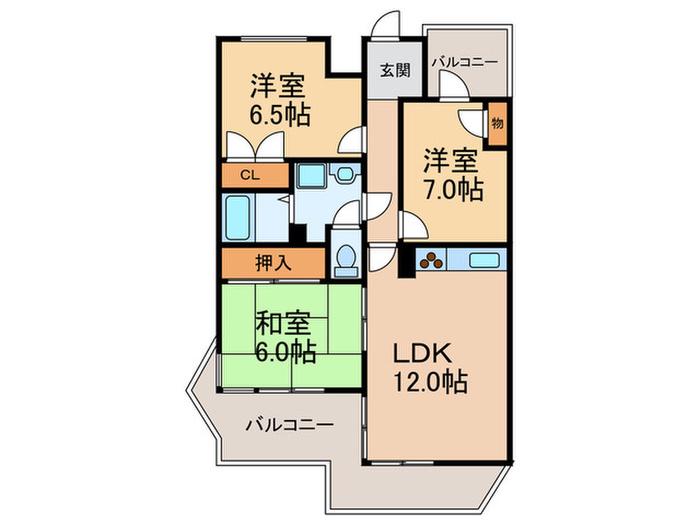 ガーデンハイツ桃山台弐番館(3LDK/2階)の間取り写真