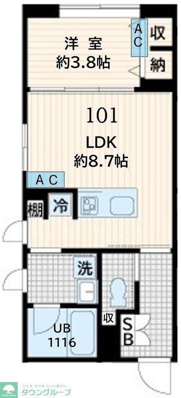 FULLEA恵比寿(1LDK/1階)の間取り写真