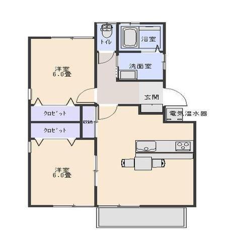 ハンナンハイツ A棟(2LDK/2階)の間取り写真