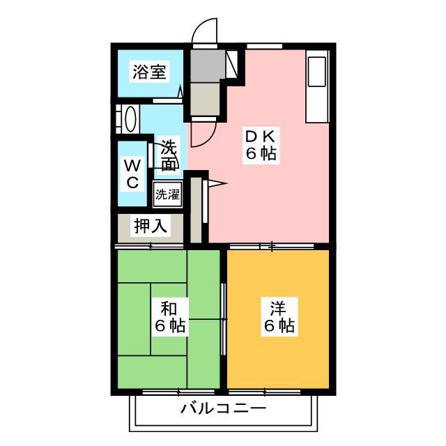 フローラコート壱番館(2DK/1階)の間取り写真