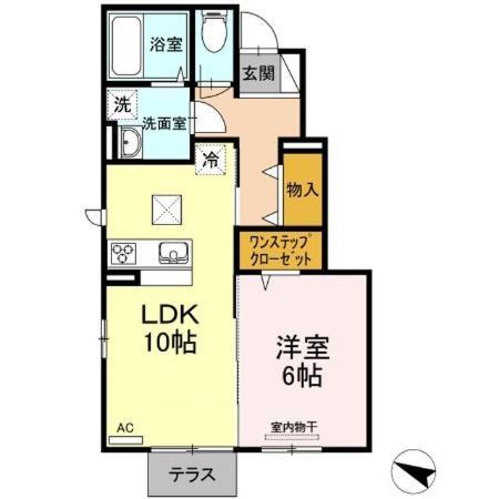 ＪＲ山陽本線 寺家駅 徒歩11分 2階建 築9年(1LDK/1階)の間取り写真