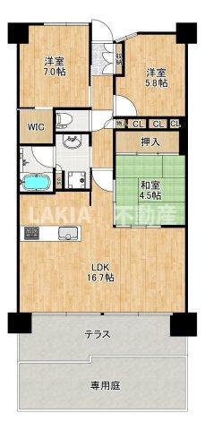 ブランズシティあべの王子町(3LDK/1階)の間取り写真
