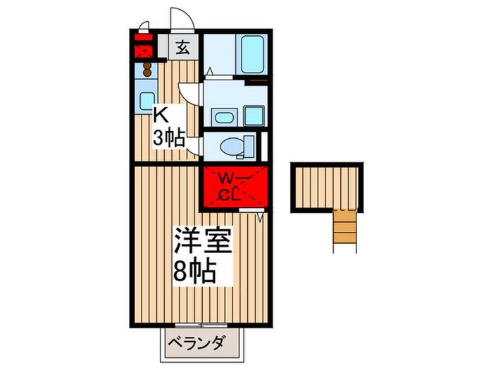ロイヤルコート(1K/2階)の間取り写真
