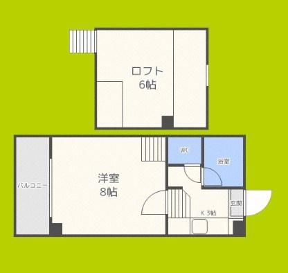 カーサ東住吉(1K/3階)の間取り写真