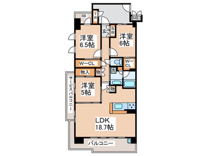 ジオ福島野田 THE MARKS(3LDK/17階)の間取り写真