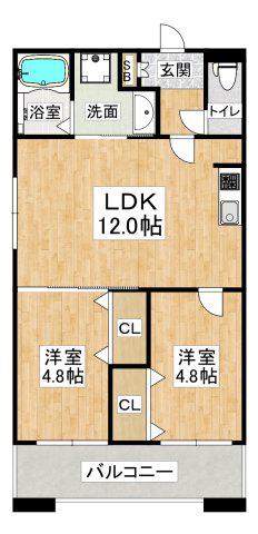 CASA垂水駅前(2LDK/2階)の間取り写真