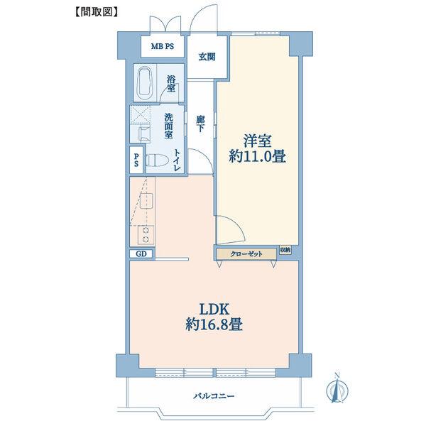 日商岩井栄ハイツ(1LDK/5階)の間取り写真