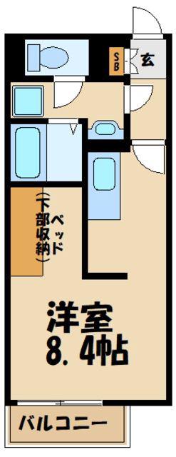 ミランダアルブルS(ワンルーム/1階)の間取り写真