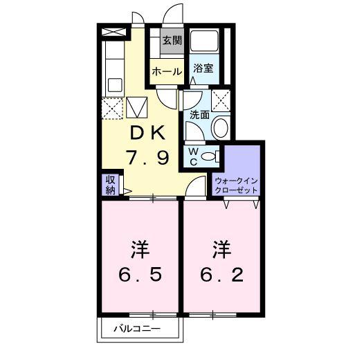 アンソレイエII(2DK/1階)の間取り写真