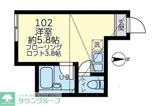 ユナイト田町パネトーンの杜(ワンルーム/1階)の間取り写真