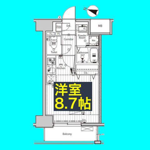プログレッソ八田(ワンルーム/2階)の間取り写真