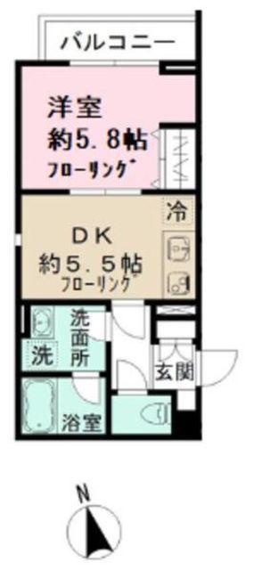 フェルメール(1DK/3階)の間取り写真