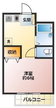 ミラコスタ(1K/2階)の間取り写真
