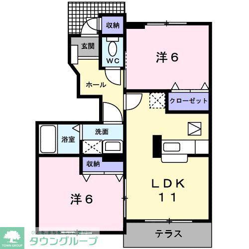 パールハイツ2(2LDK/1階)の間取り写真