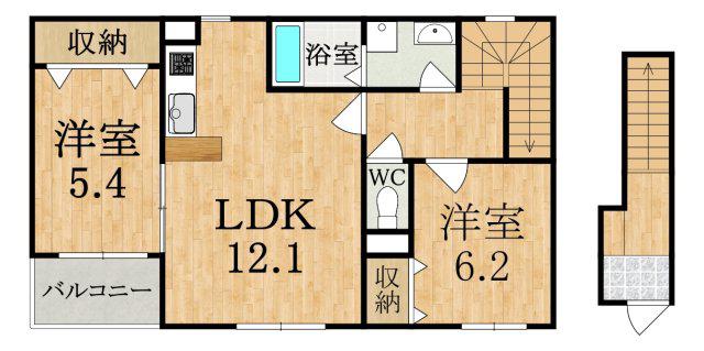 ロータス(2LDK/2階)の間取り写真