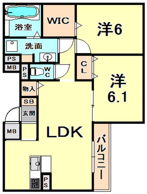 苦楽園COLN(2LDK/3階)の間取り写真