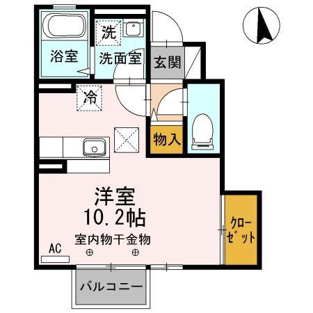 アンビエンテハウス(ワンルーム/1階)の間取り写真